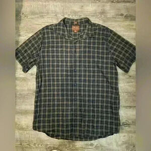 Red Ale Patterned Men's Short Sleeve Button Up